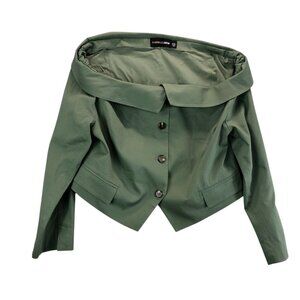 Gabrielle Union Off-Shoulder Blazer Sage Green XXL Folded Collar 50s Styling